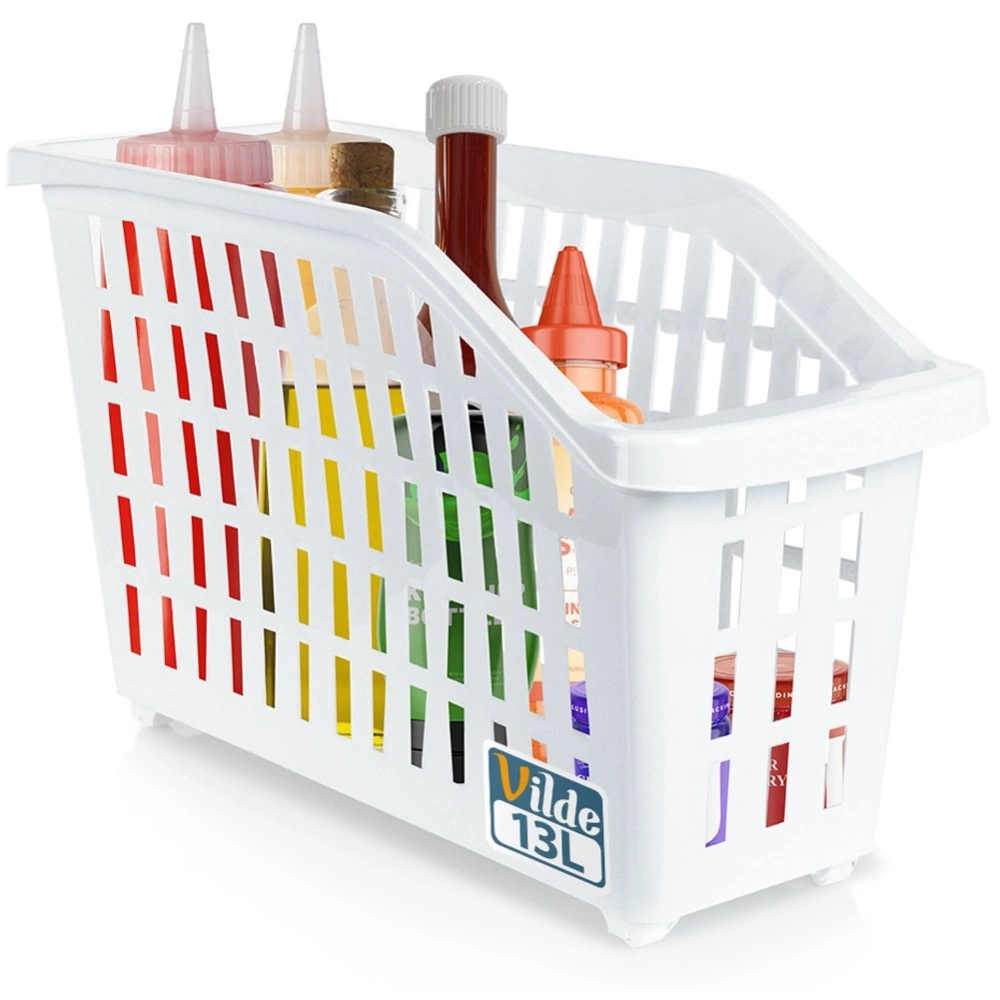 Pojemnik do przechowywania na kółkach biały wąski 13 l