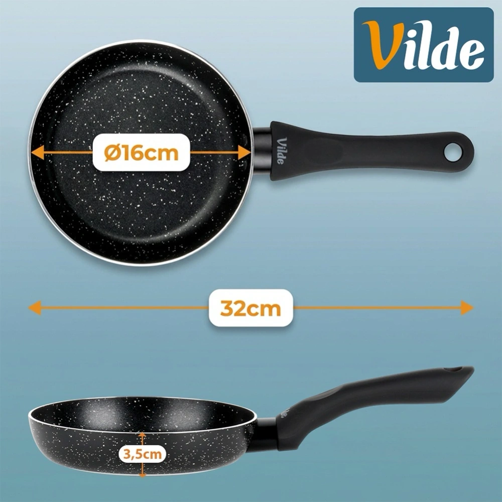 Patelnia granitowa BLACK LINE 16 cm