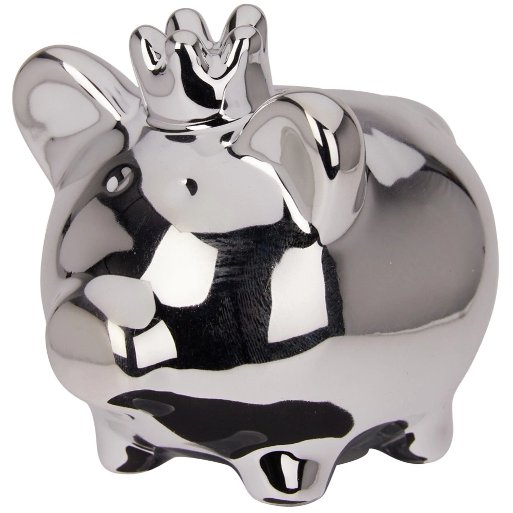 Skarbonka ceramiczna srebrna lustrzana 9,5x7x8,5 cm