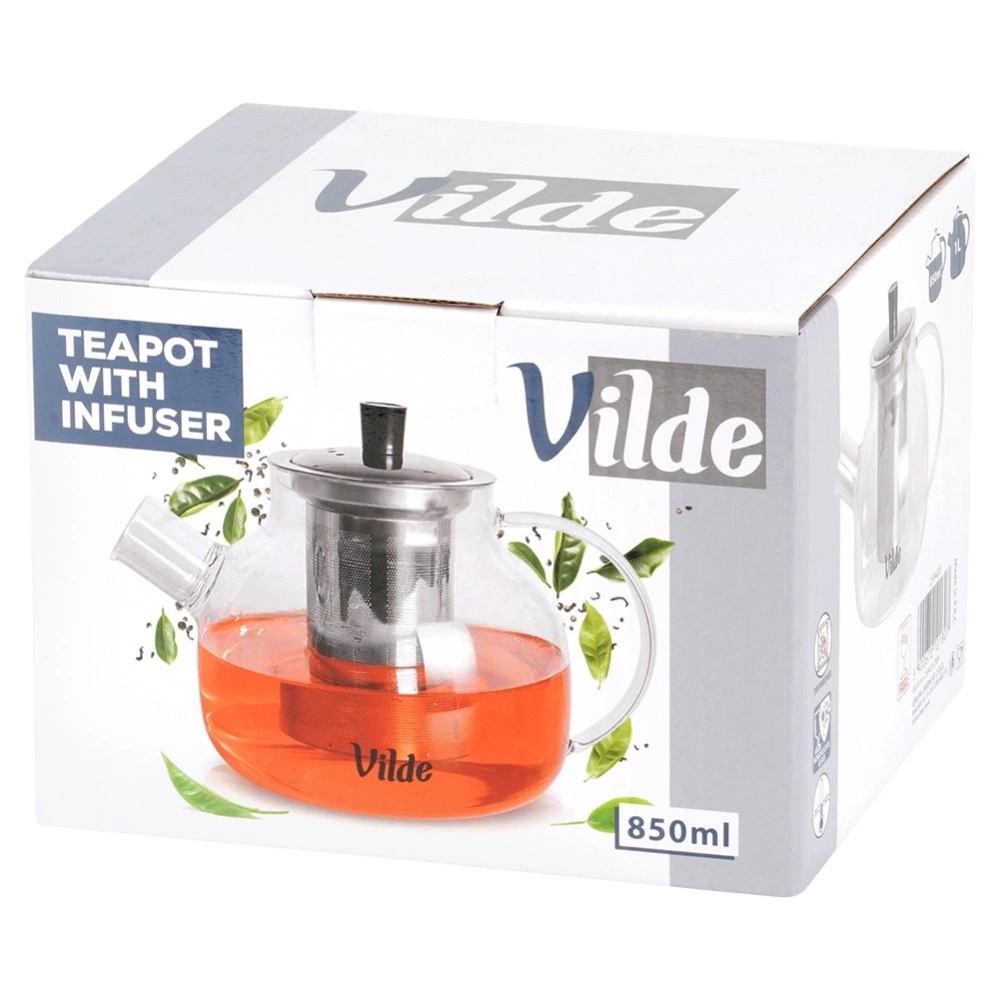 Dzbanek z zaparzaczem do herbaty szklany żaroodporny 850 ml