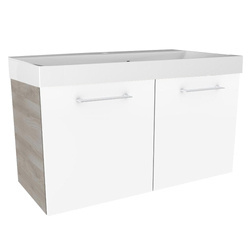 Dwudrzwiowa szafka z umywalką z konglomeratu 80 cm szary dąb + biały Lima Fackelmann