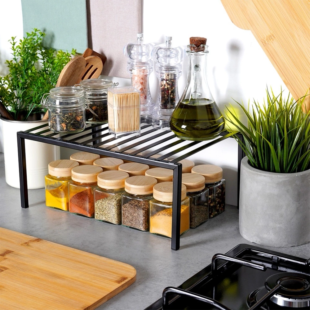 Półka kuchenna metalowa czarna 33x21x14 cm