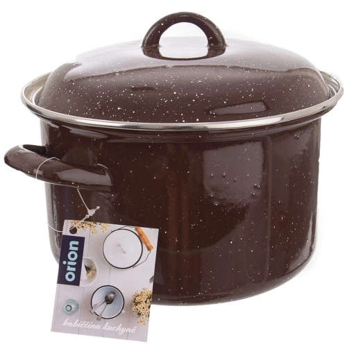 Garnek emaliowany z pokrywką brązowy BROWN 18 cm, 2,5 l