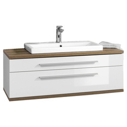 Szafka łazienkowa 110 cm z umywalką ceramiczną biały + dąb naturalny Stanford Fackelmann