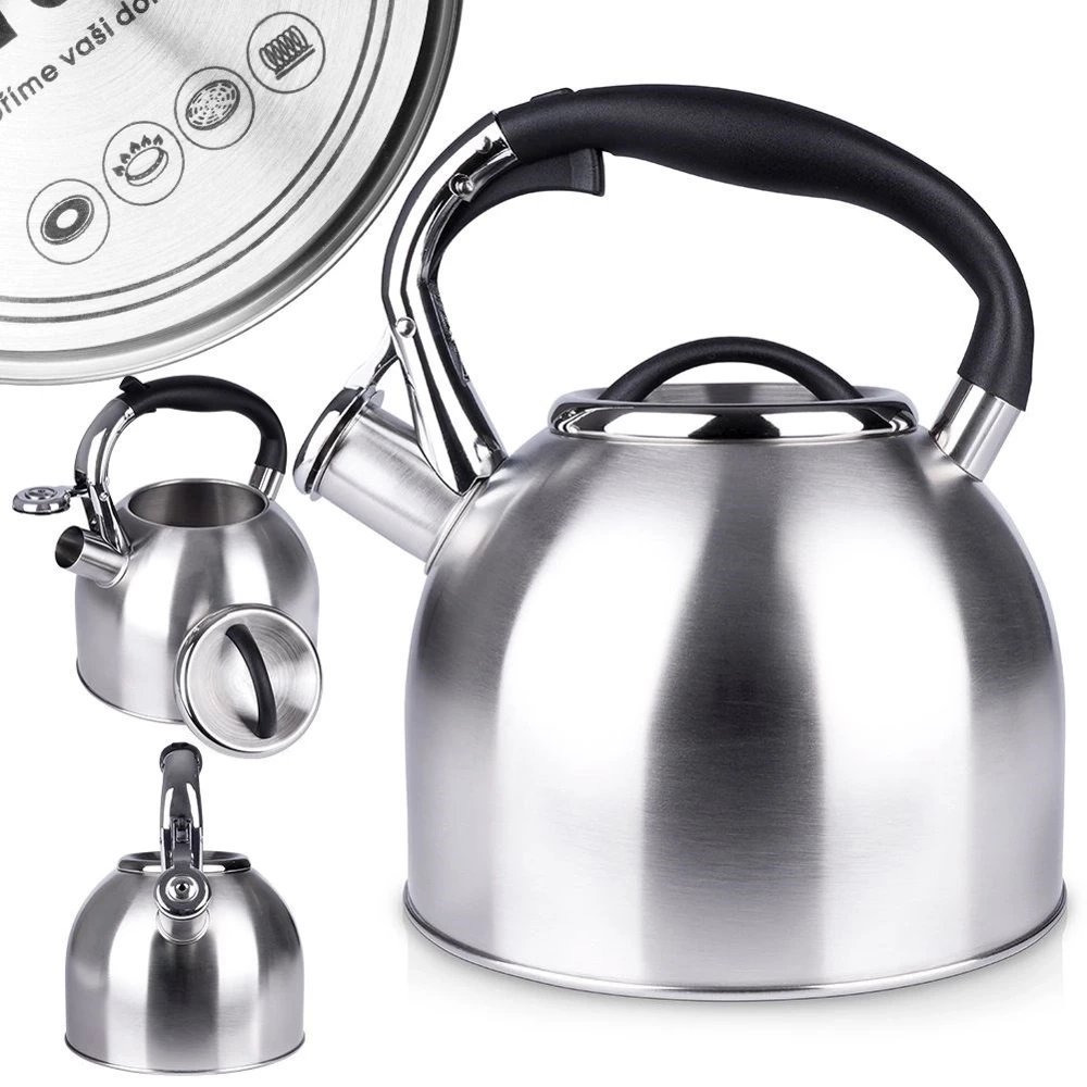 Czajnik z gwizdkiem stalowy srebrny 2 l