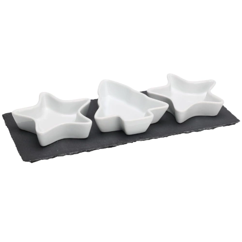 Miseczki na przekąski porcelanowe na tacy 4 el.