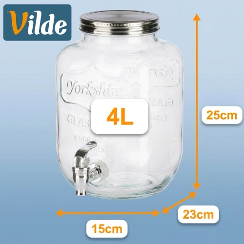 Słój do napojów z kranikiem szklany 4 l