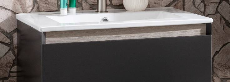 Szafka łazienkowa grafit 60 cm z ceramiczną umywalką Kolekcja Miami