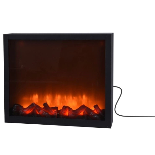 Kominek elektryczny LED metalowy czarny 41x25 cm
