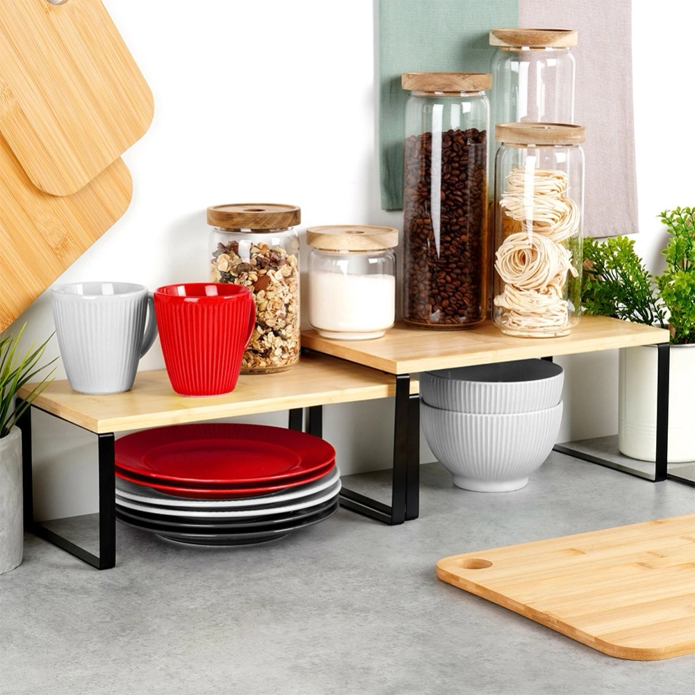 Półka kuchenna bambusowa 33,5x19,5x16 cm / 33,5x18,5x13,5 cm 2 szt.