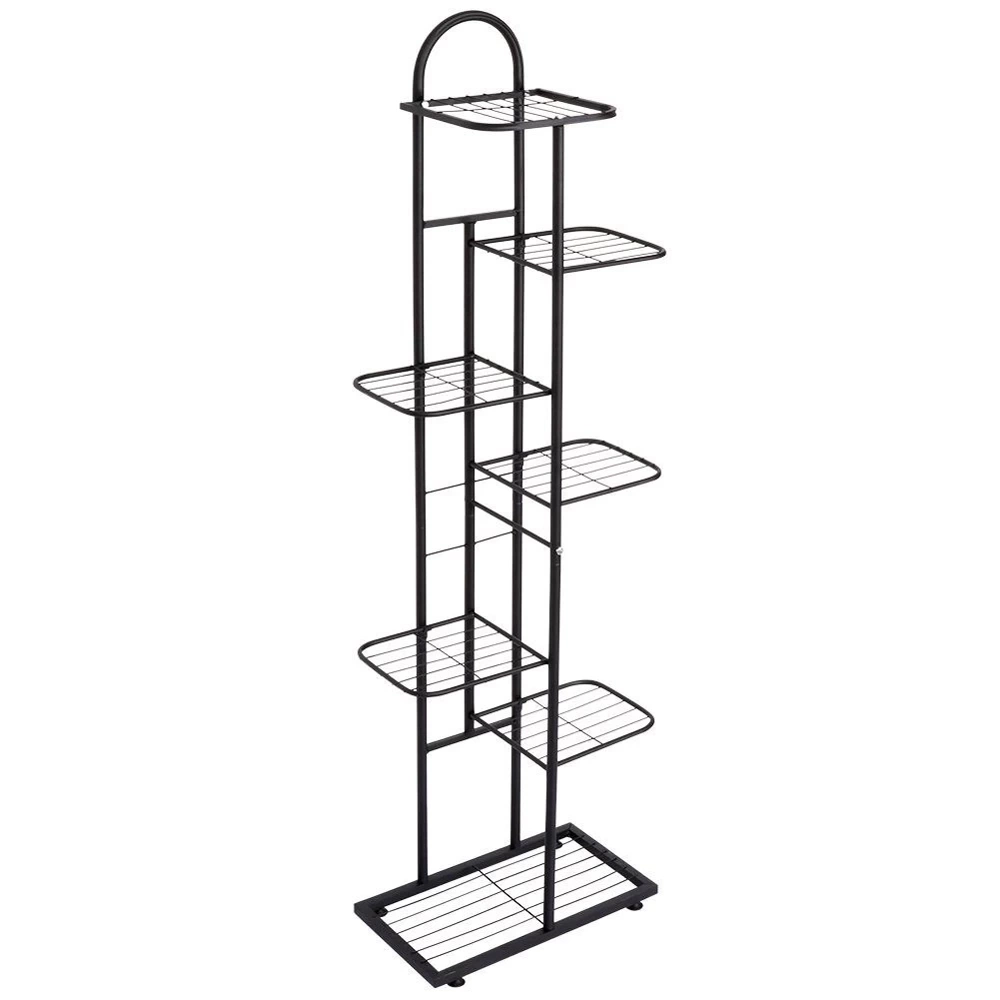 Kwietnik metalowy czarny 7-poziomowy 126 cm