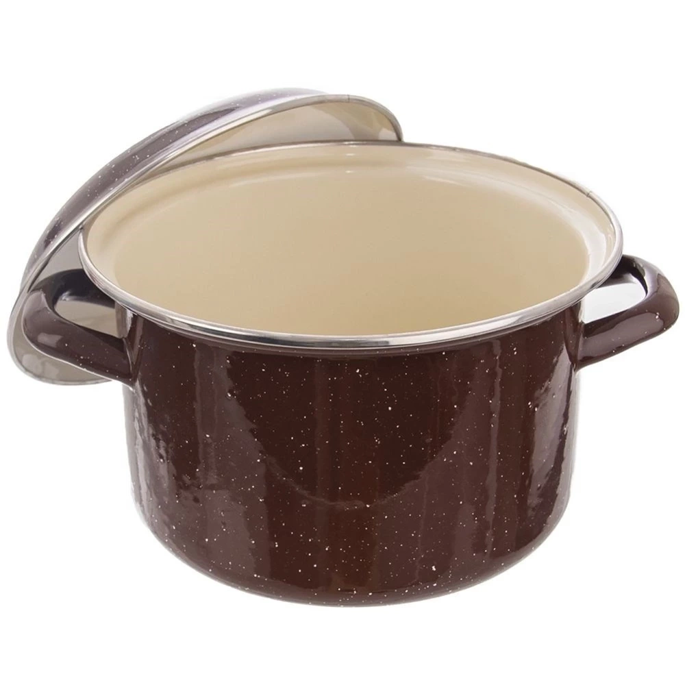 Garnek emaliowany z pokrywką brązowy BROWN 18 cm, 2,5 l