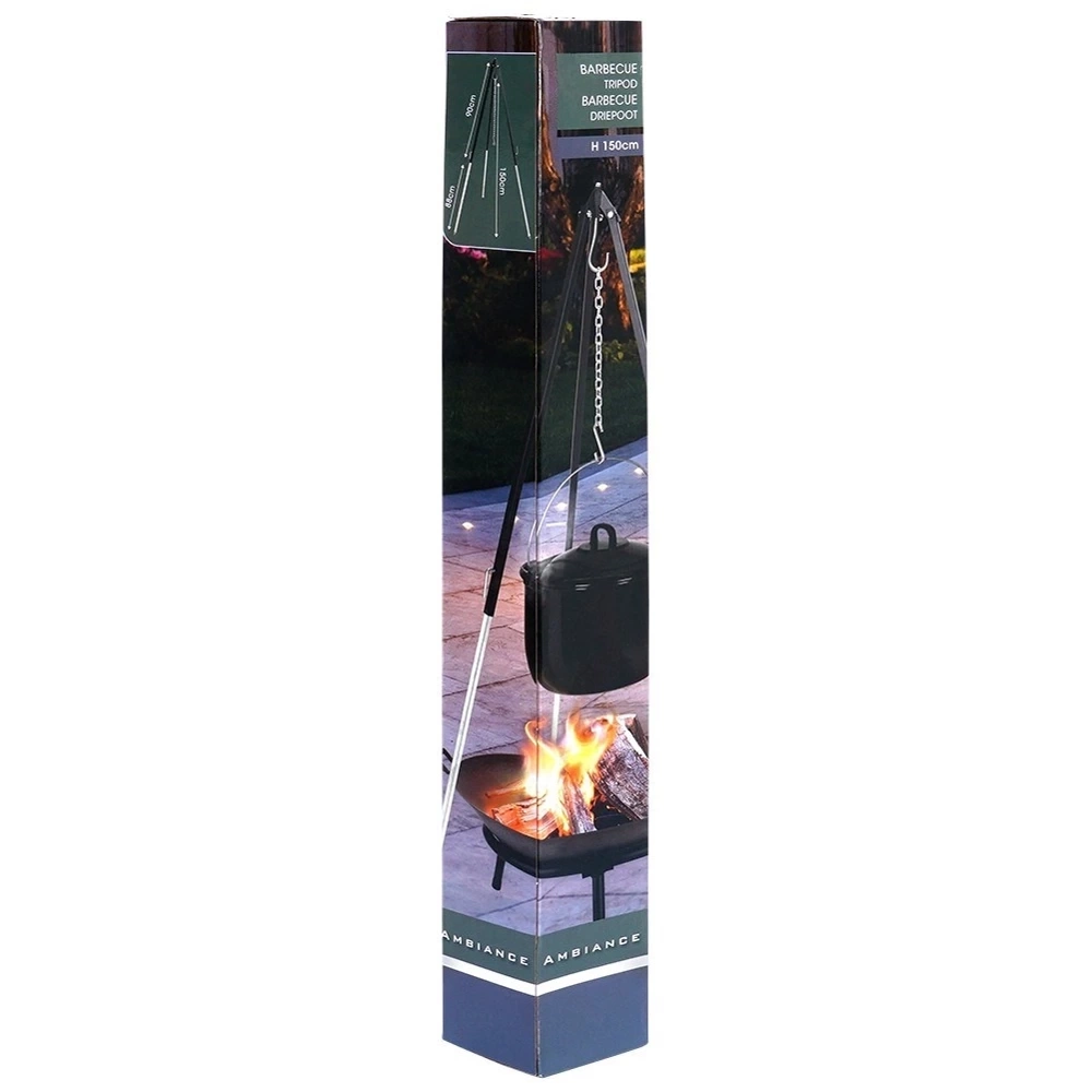 Stojak na kociołek, ruszt grillowy stalowy regulowany trójnóg 150 cm