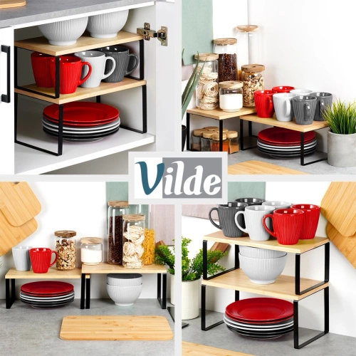 Półka kuchenna bambusowa 33,5x19,5x16 cm / 33,5x18,5x13,5 cm 2 szt.