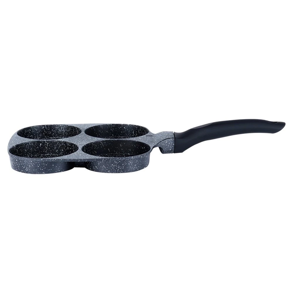 Patelnia do jajek granitowa 4 otwory BLACK LINE 19x19 cm