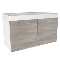 Dwudrzwiowa szafka z umywalką z konglomeratu 80 cm biały + szary dąb Lima Fackelmann