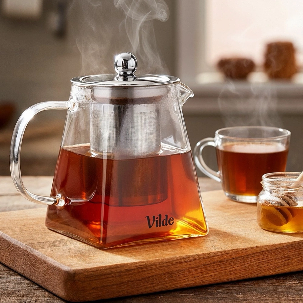 Dzbanek z zaparzaczem do herbaty szklany żaroodporny 490 ml