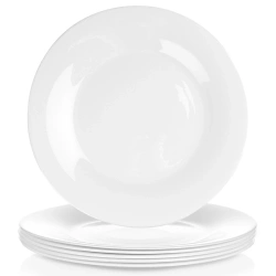 Talerze obiadowe płytkie szklane białe 25,5 cm 6 szt.