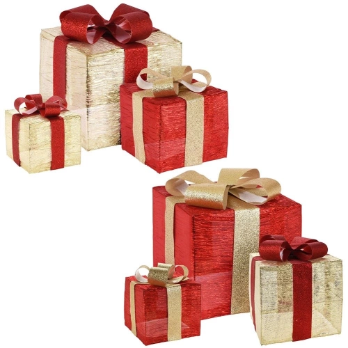 Prezenty świecące złote czerwone 3 szt.