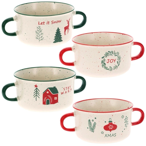 Miski bulionówki ceramiczne świąteczne 625 ml 4 szt.