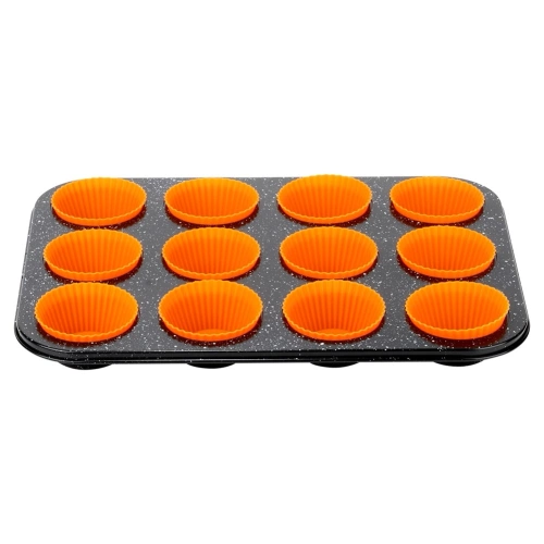 Forma do muffinek granitowa z foremkami silikonowymi 13 el.