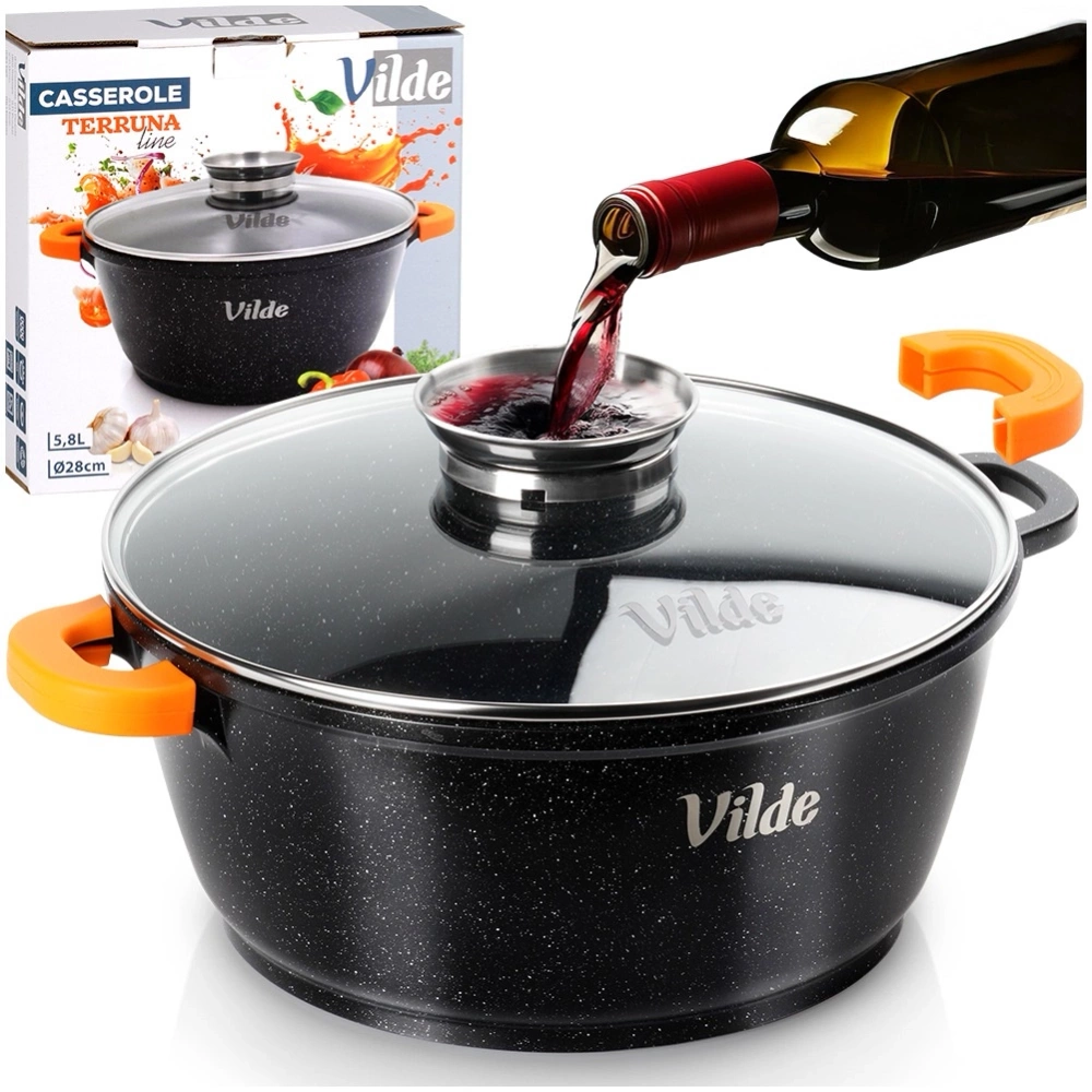 Garnek granitowy ze szklaną pokrywką TERRUNA AROMA 28 cm, 5,8 l