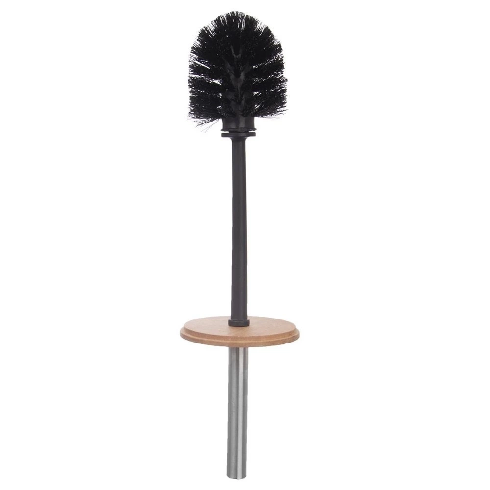 Szczotka do toalety ze stojakiem bambusowa biała WHITNEY 37 cm