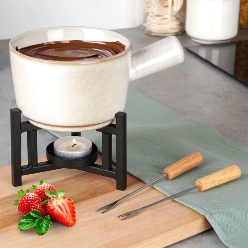 Zestaw do fondue porcelanowy 450 ml, 4 el.