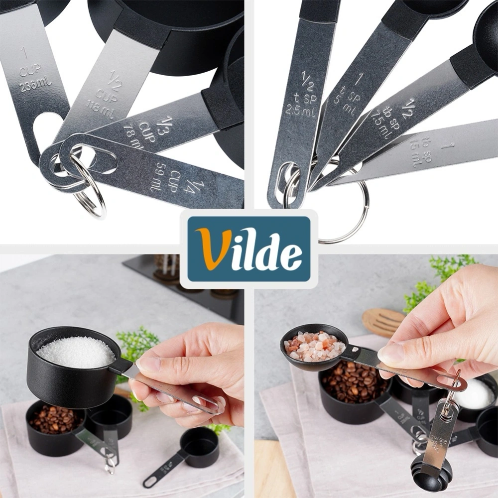 Miarki kuchenne czarne 8 szt.