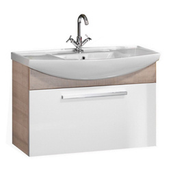 Szafka 98,4 cm z umywalką ceramiczną szary dąb + biały A-Vero Fackelmann