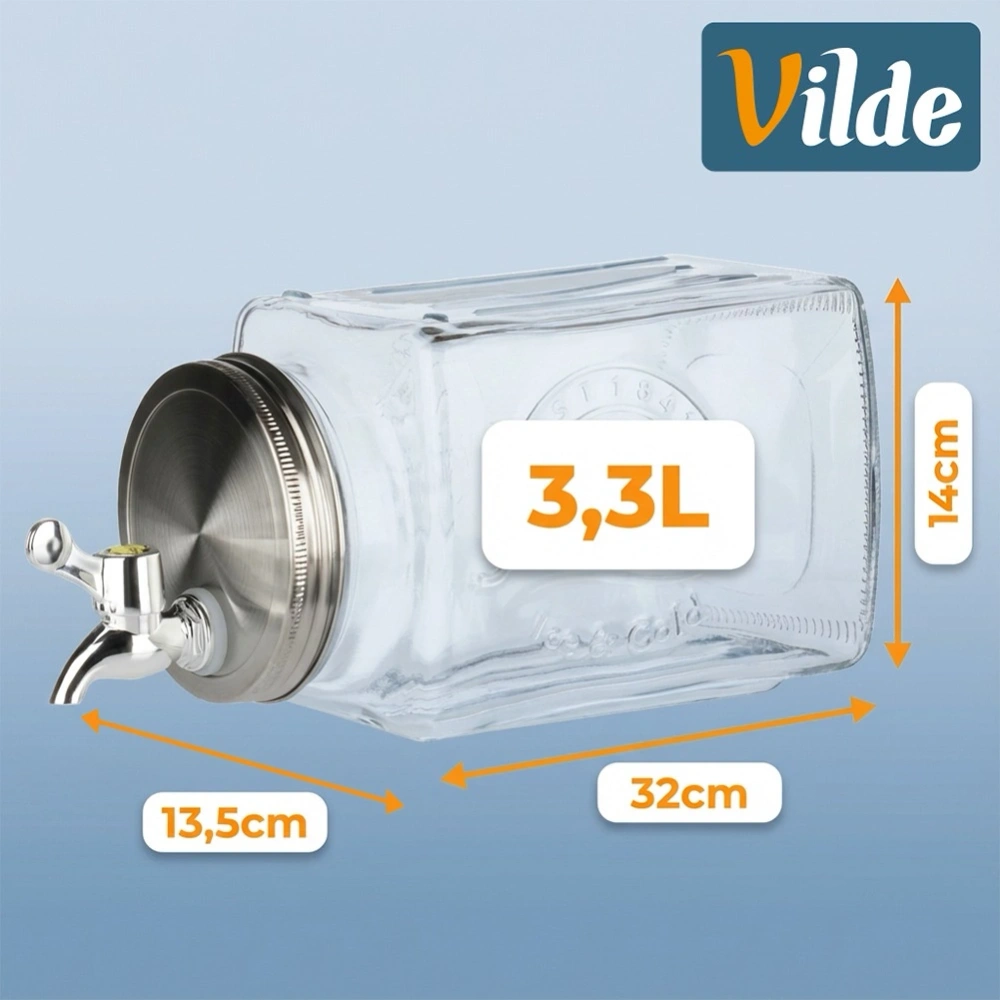 Słój do napojów z kranikiem szklany do lodówki 3,3 l