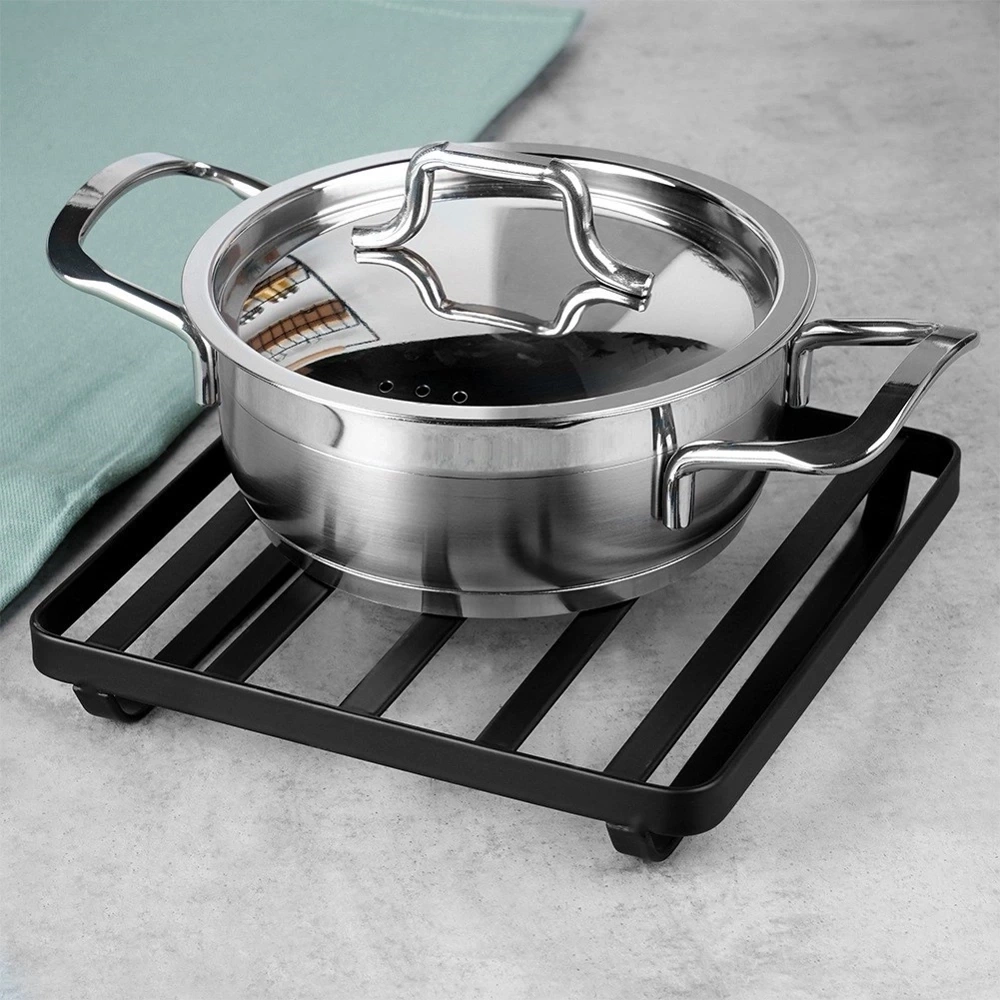 Podstawka pod garnek metalowa czarna MISTY 18x18 cm