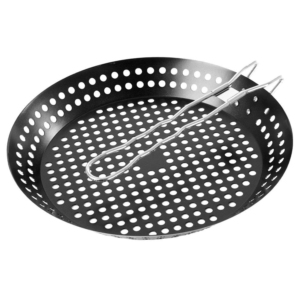 Koszyk do grillowania metalowy perforowany czarny 55x31 cm