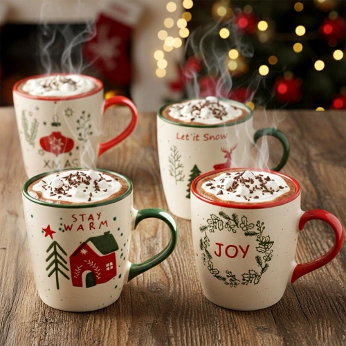 Kubki ceramiczne świąteczne 180 ml 4 szt.