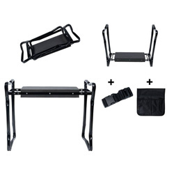 Klęcznik składany ogrodowy z 2 torbami na narzędzia 4w1 czarny