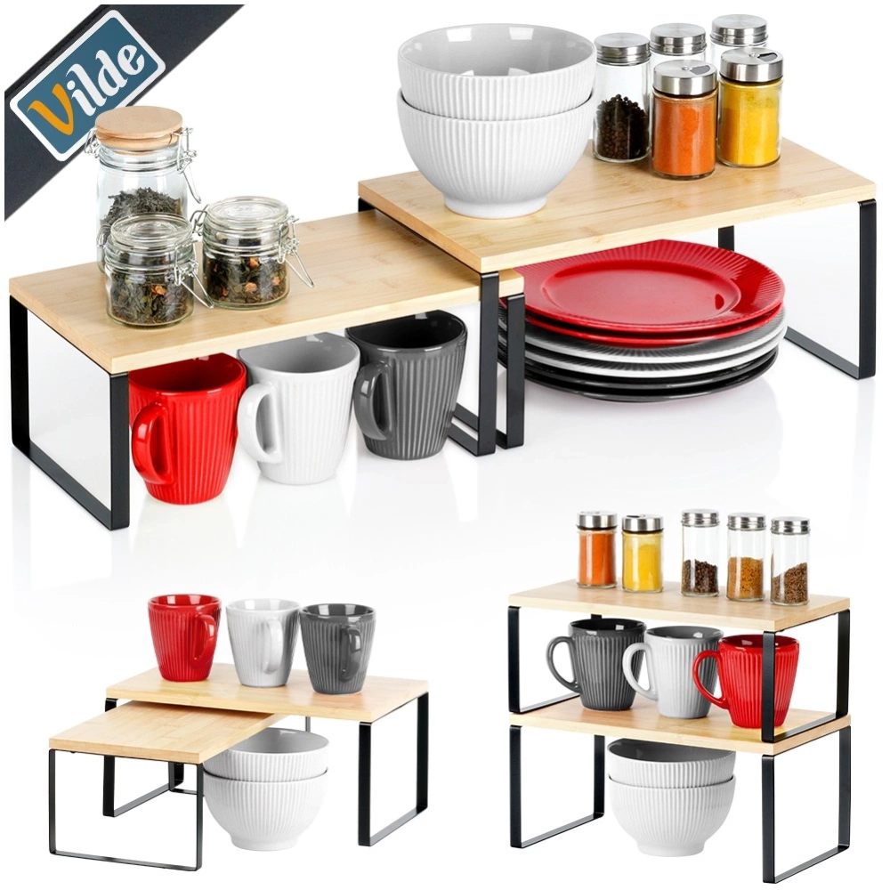 Półka kuchenna bambusowa 33,5x19,5x16 cm / 33,5x18,5x13,5 cm 2 szt.