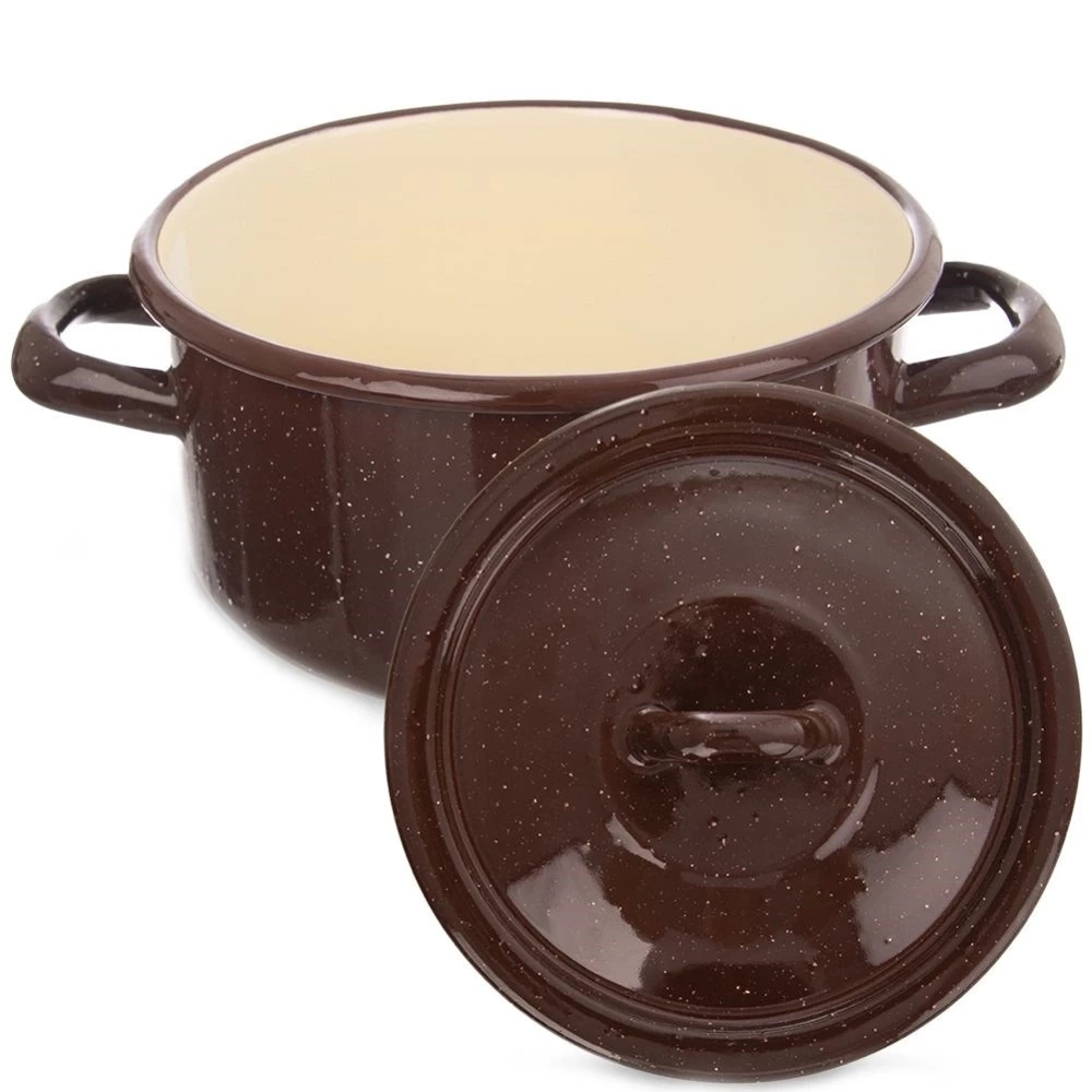 Pokrywka emaliowana brązowa BROWN 14 cm
