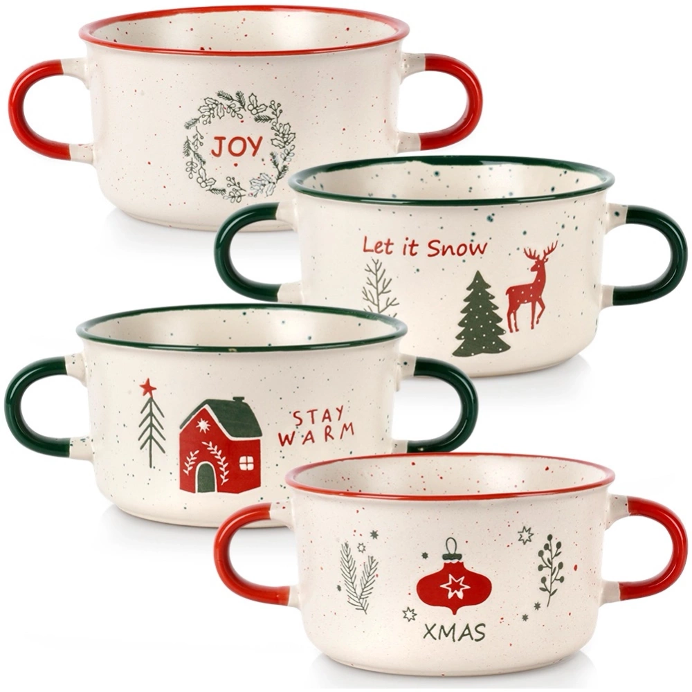 Miski bulionówki ceramiczne świąteczne 625 ml 4 szt.