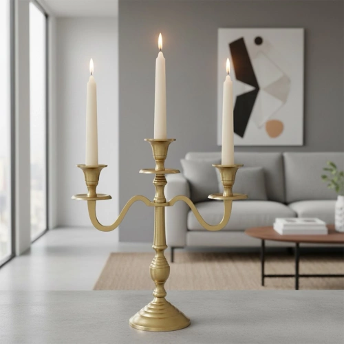 Świecznik kandelabr złoty 3-ramienny 30 cm