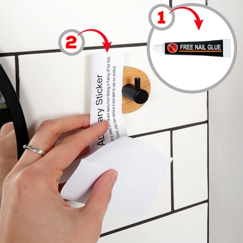 Haczyk wieszak samoprzylepny bambusowy metalowy czarny 5x3,5 cm