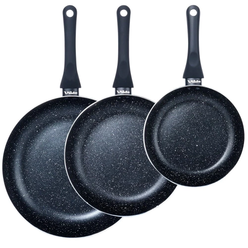 Zestaw patelni granitowy BLACK LINE 3 szt. 20 / 24 / 28 cm