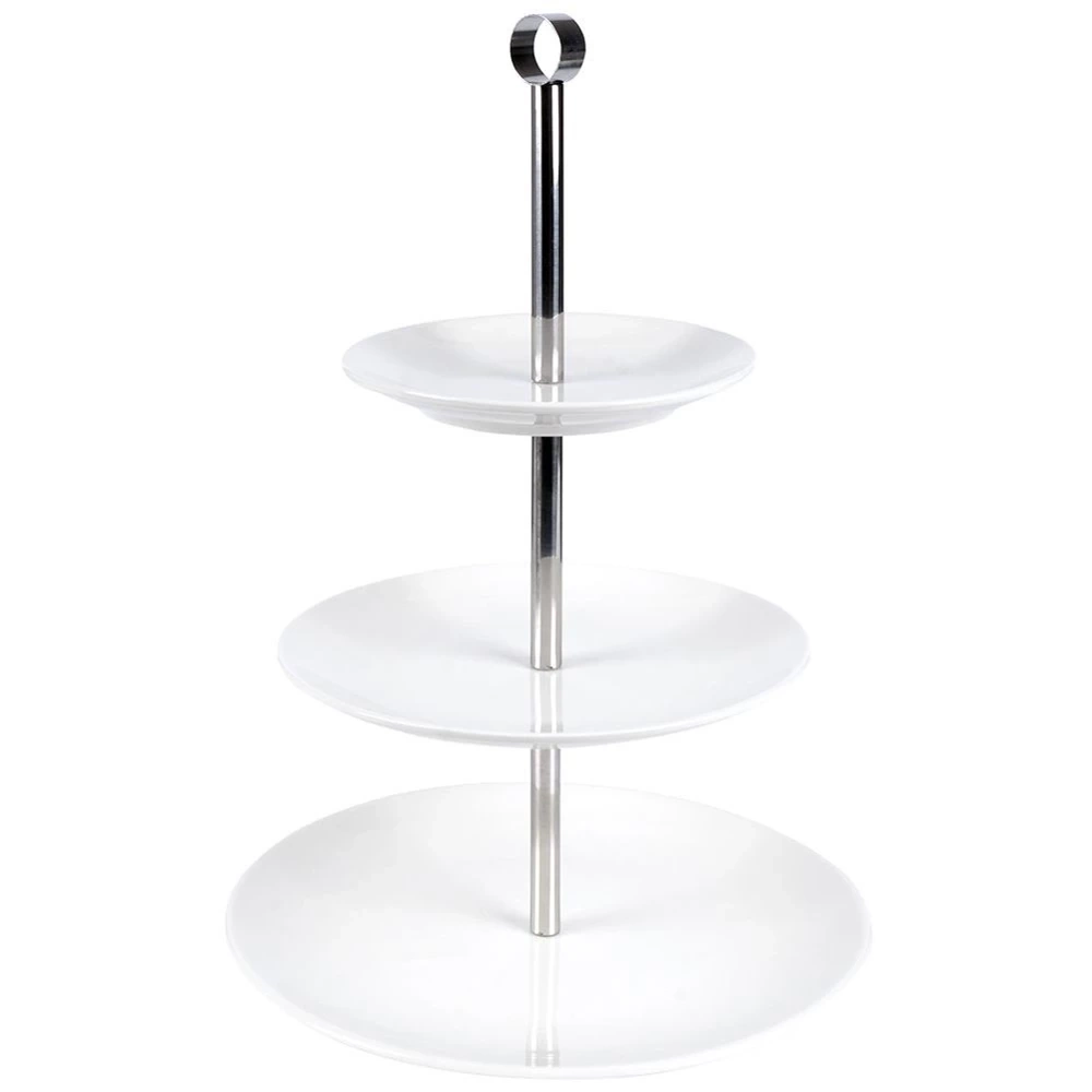 Patera porcelanowa biała 3-piętrowa 25,5 cm