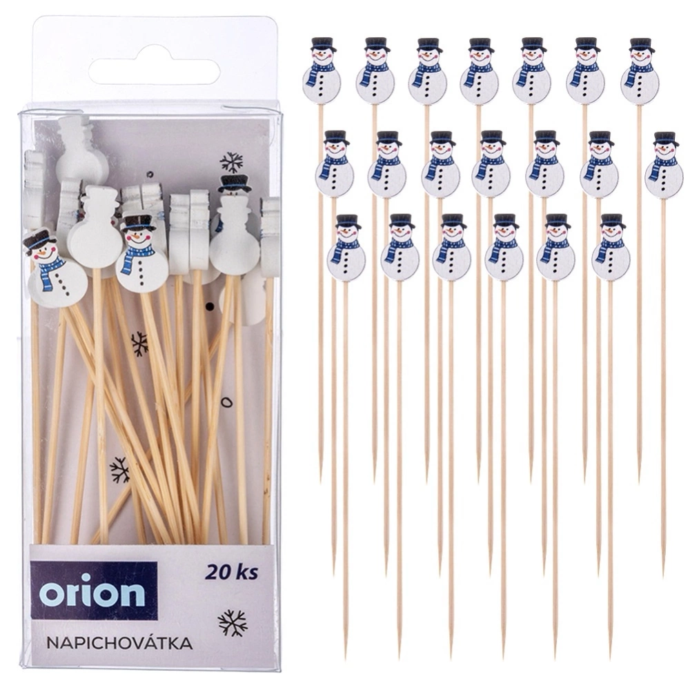 Wykałaczki do przekąsek bambusowe bałwan 13 cm 20 szt.