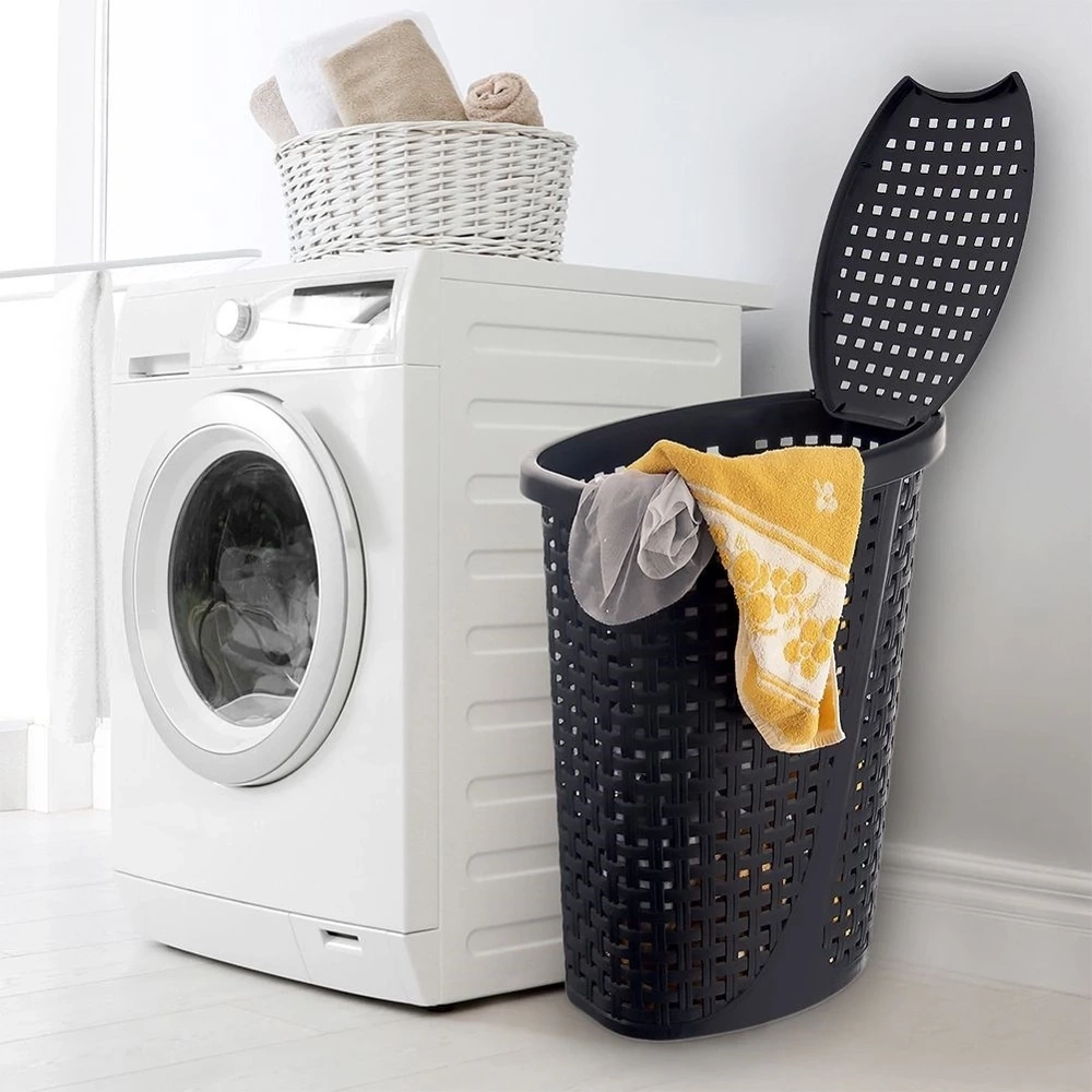 Kosz na pranie plastikowy czarny 45 l