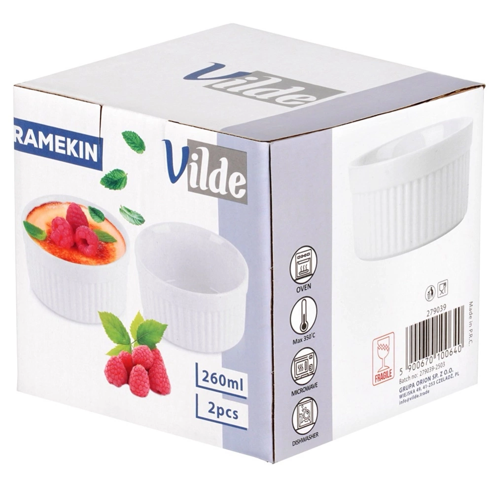 Miseczki do zapiekania porcelanowe białe 260 ml 2 szt.