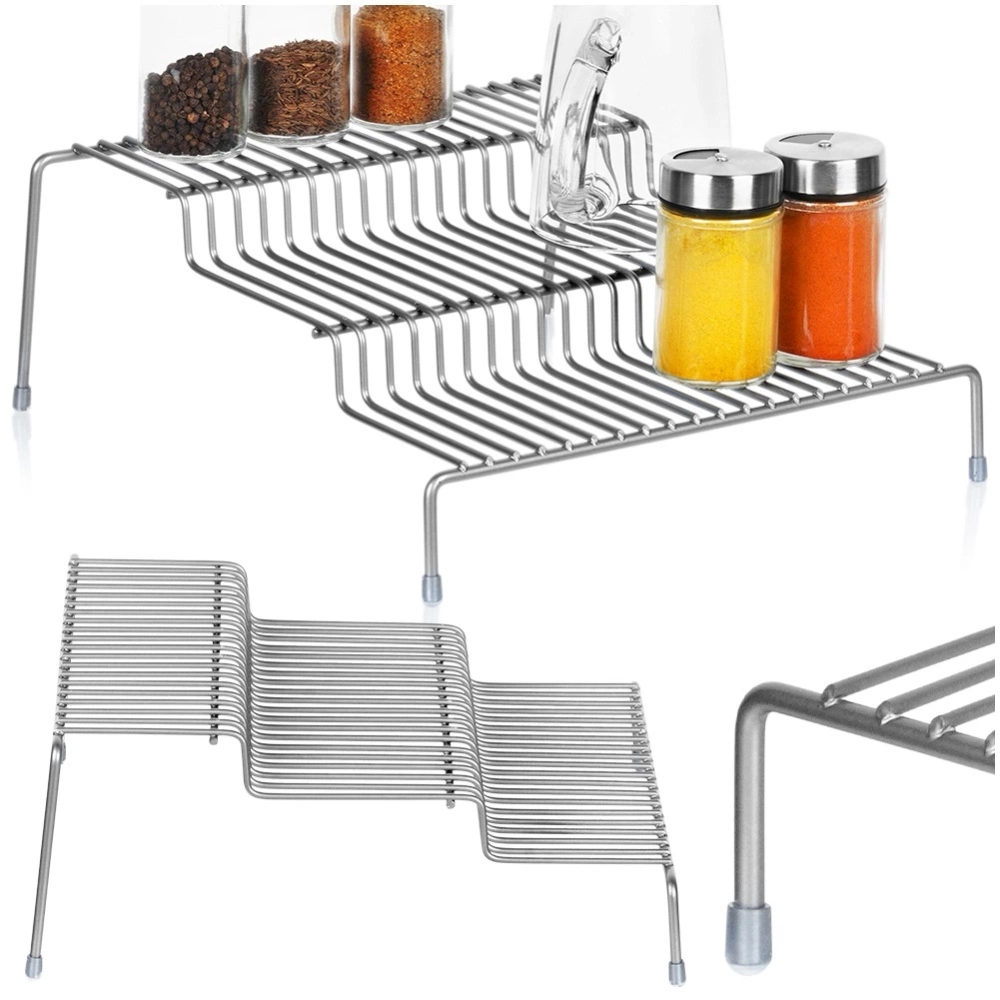 Półka kuchenna metalowa szara 3-poziomowa 28x26x11 cm