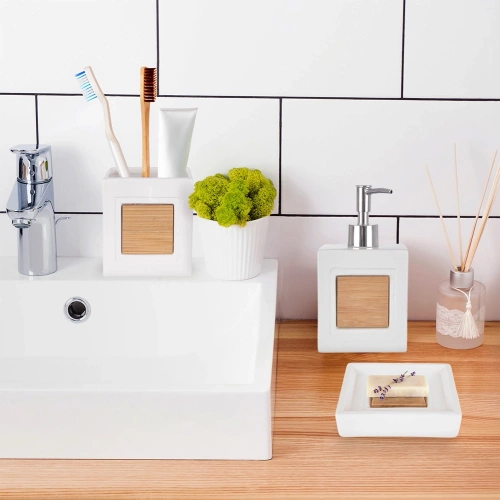 Zestaw łazienkowy dolomitowy biały 3 el.