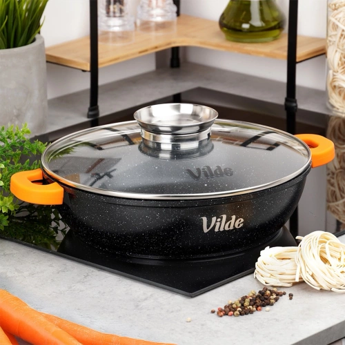 Patelnia granitowa głęboka ze szklaną pokrywką TERRUNA AROMA 28 cm, 3,3 l