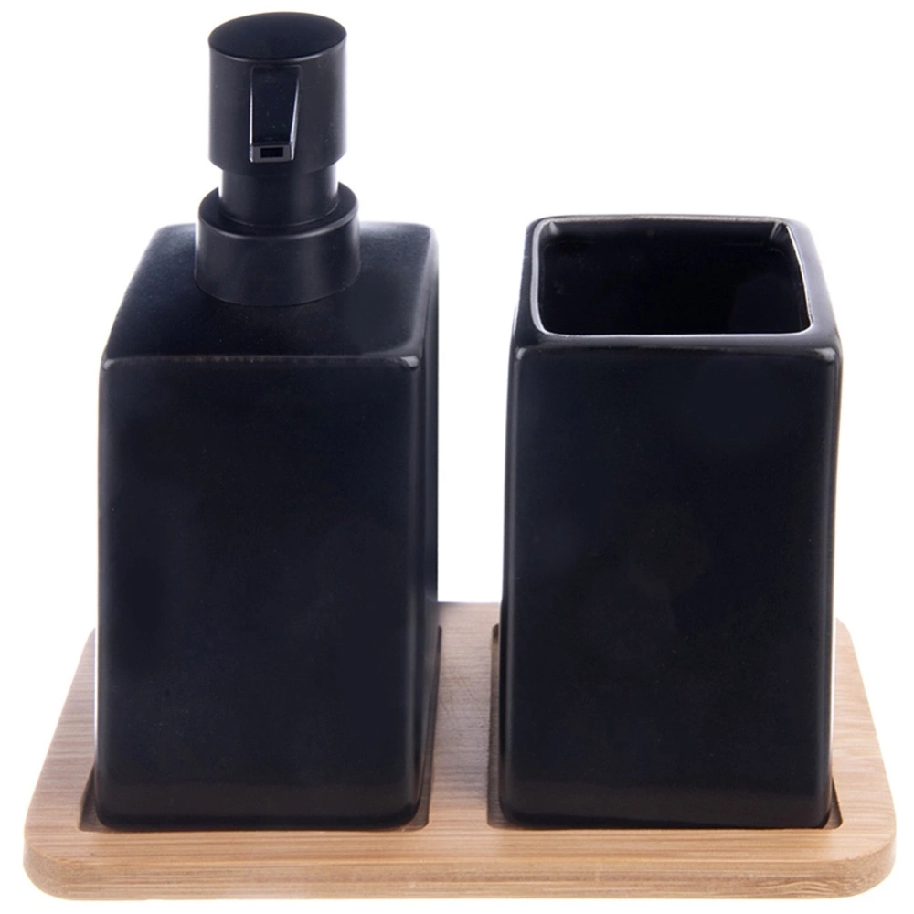 Zestaw łazienkowy dolomitowy czarny 3 el.