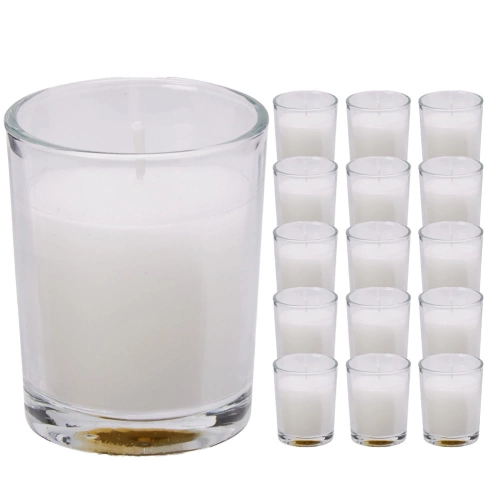Świece szklane białe bezzapachowe 16 szt.